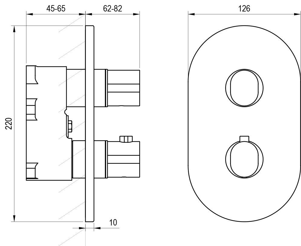 Varjatud paigalduslahendusega termostaatsegisti Chrome II - kolmerežiimiline R-box Multi jaoks
